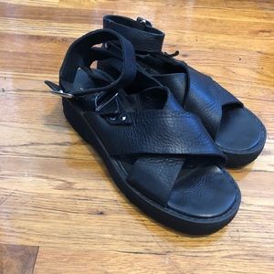 Black leather free people sandal